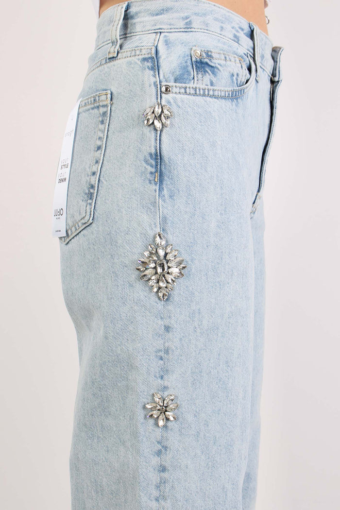 Jeans Castoni Laterali Denim Blu-2