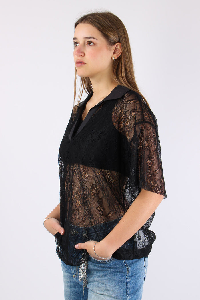 Polo Manica Corta Pizzo Nero-4