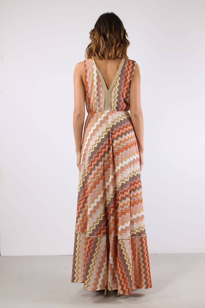 Abito Lungo Jacquard Terra-5