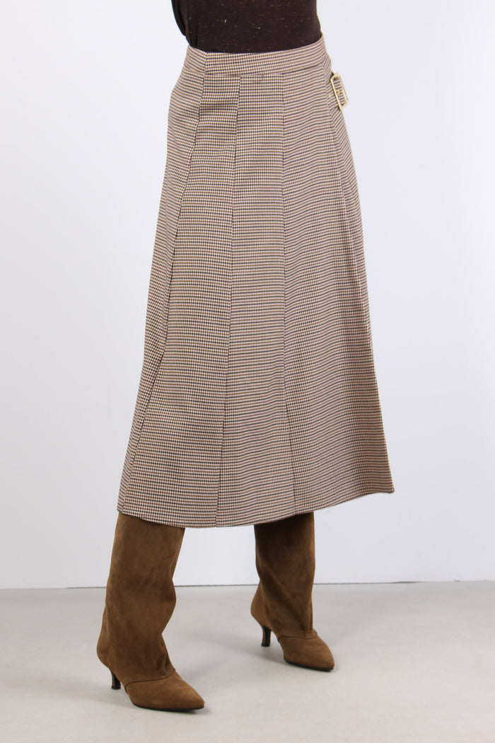 Gonna Ruota Fibbia Microquadro Cammello/nero-8