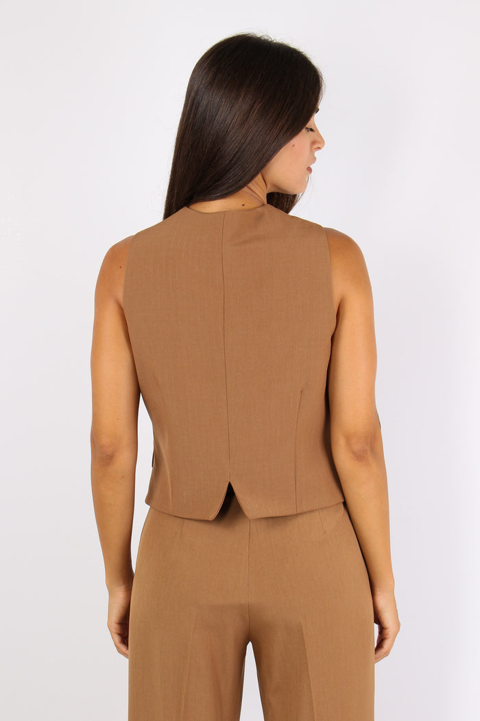 Elita Gilet Gessato Lurex Miele-3