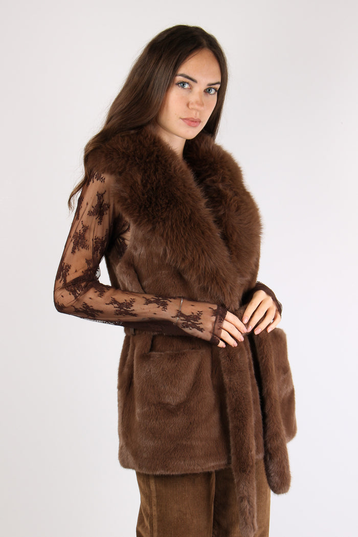 Penny Gilet Ecopelliccia Marrone-3