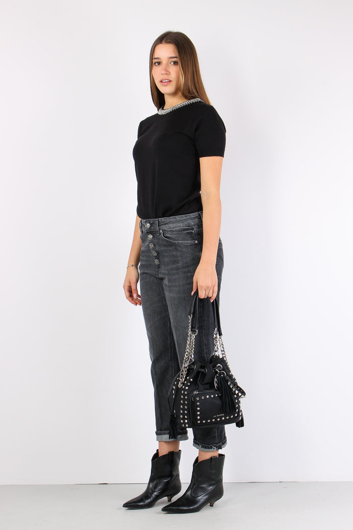 Koons Denim Bottone Gioiello Nero-5