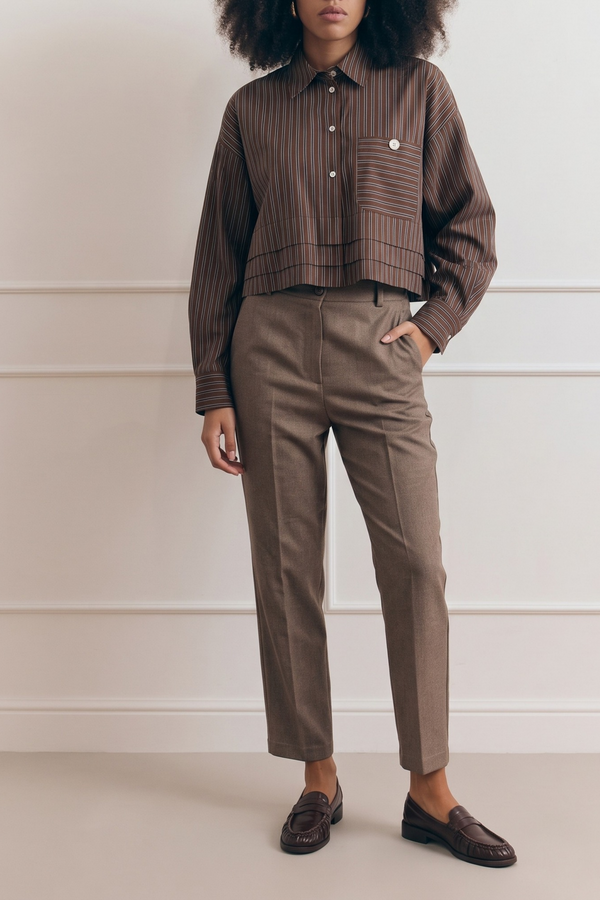Camicia Riga Balze Moro/nero