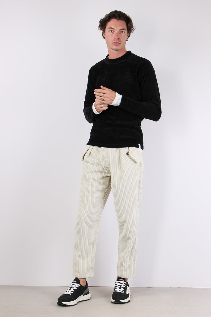 Girocollo Ciniglia T-shirt Nero/latte-4