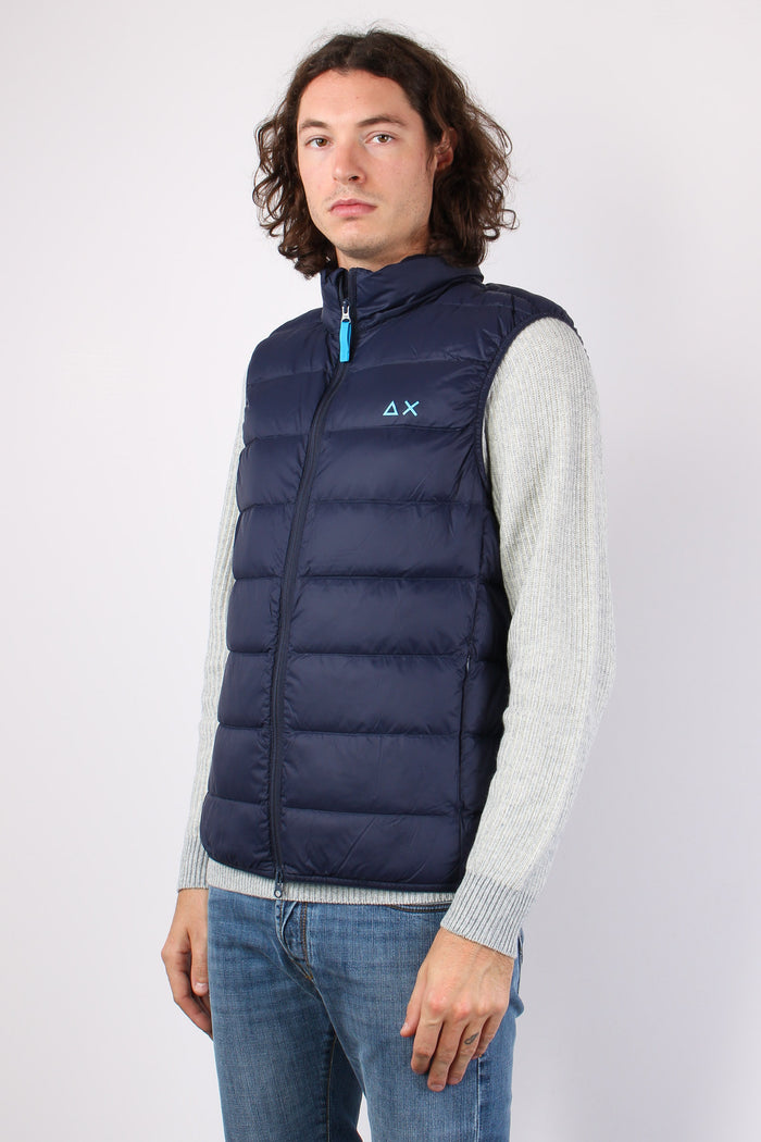 Piumino Smanicato Logo Navy Blue-6