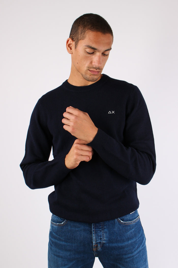 Girocollo Lana Cashmere Navy Blue-3