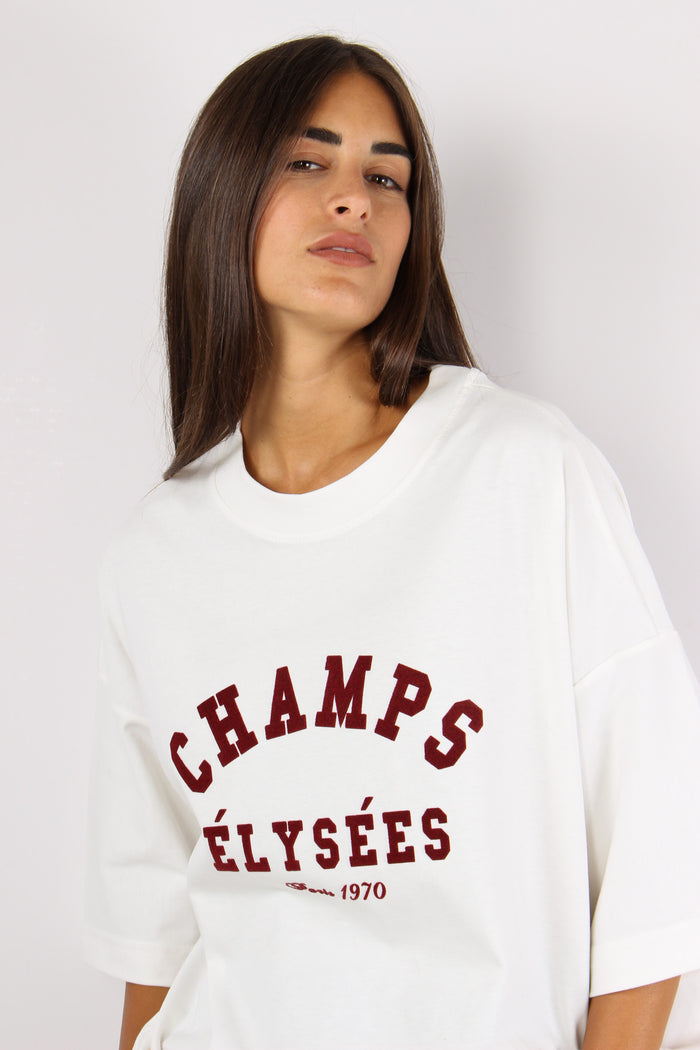 T-shirt Ricamo Flock Champs El Bianco/bordeaux-3
