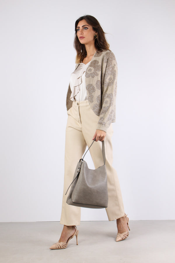 Cardigan Lurex Stampa Oro