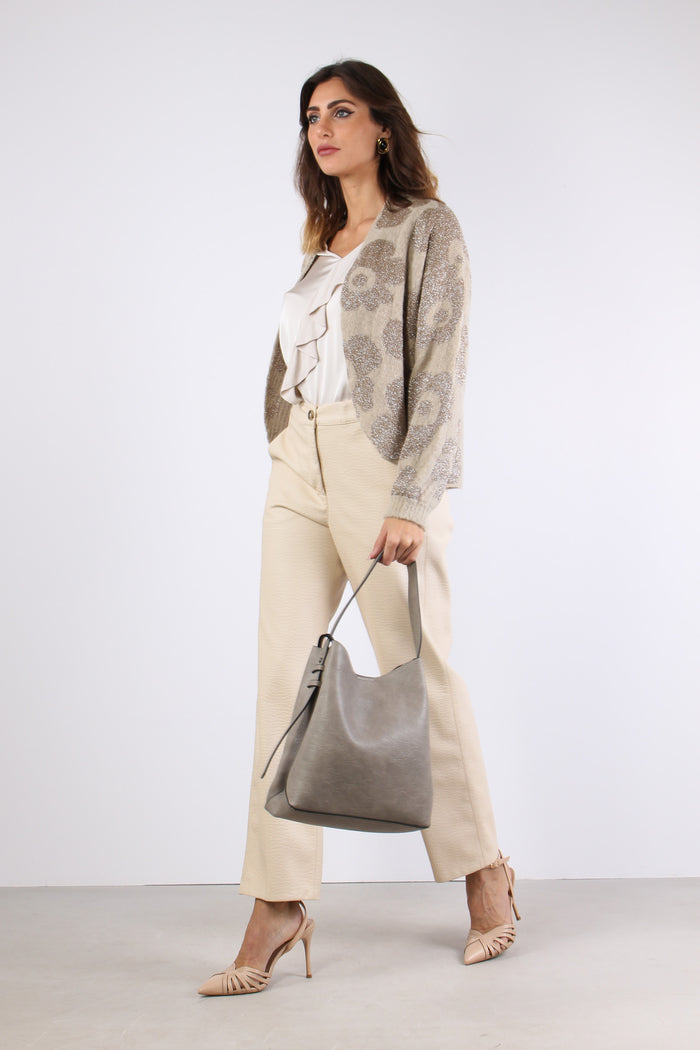 Cardigan Lurex Stampa Oro
