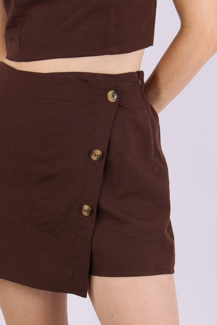 Gonna Pantalone Bottoni Caffe-8