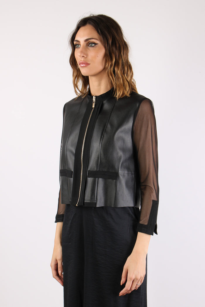 Alfio Giacca Ecopelle Tulle Black-4