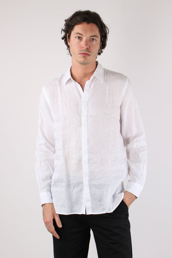 Camicia Lino Colletto Bianco