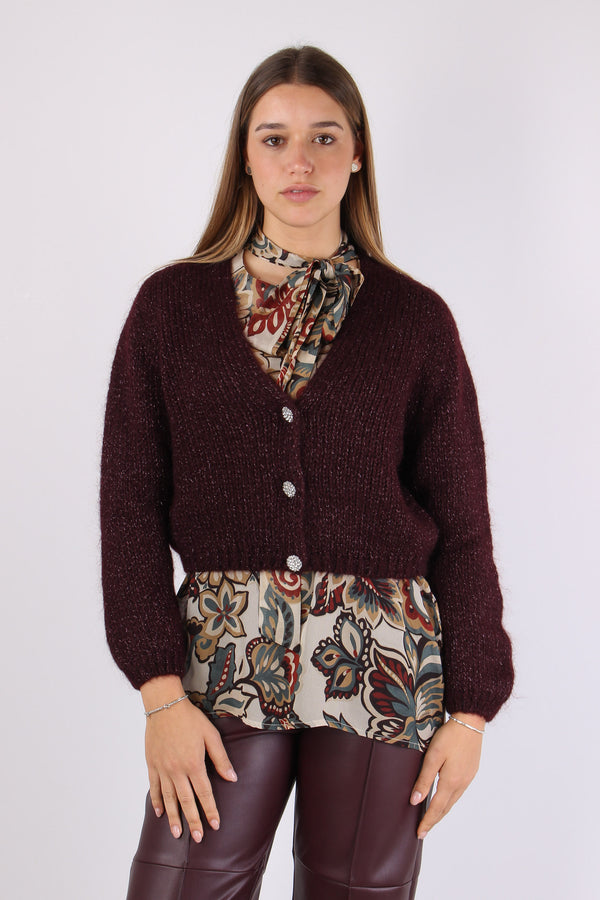Cardigan Mohair Filo Lurex Vino-2