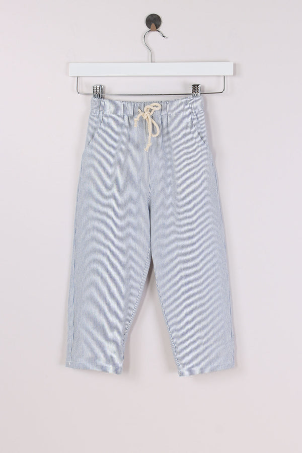 Pantalone Coulisse Riga Lino Cotone Azur
