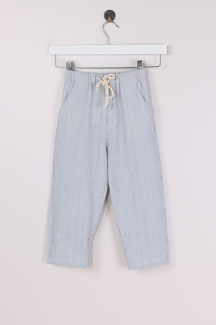 Pantalone Coulisse Riga Lino Cotone Azur