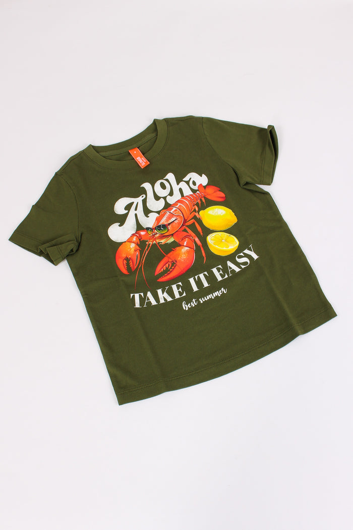 T-shirt Stampa Beach Verde-5