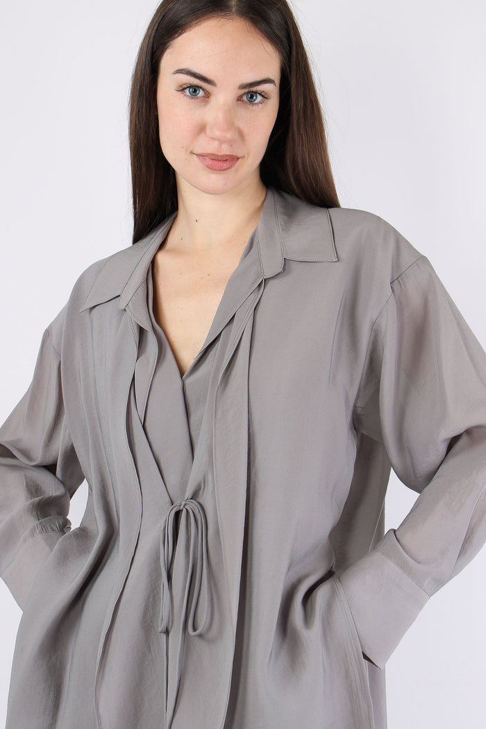 Camicia Collo Fiocco Grigio-8