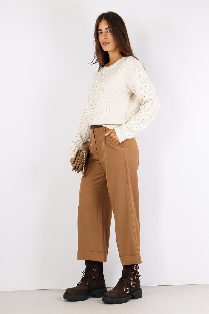 Emiliana Maglia Treccia Strass Latte-7