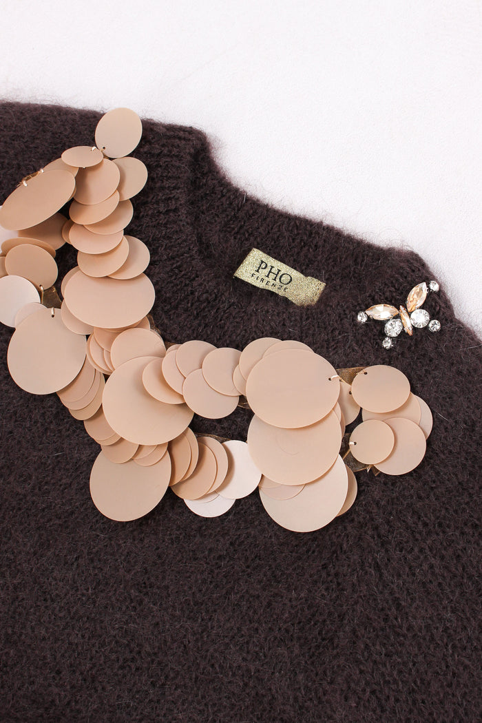 Maglia M/m Inserto Paillettes Cioccolato-8