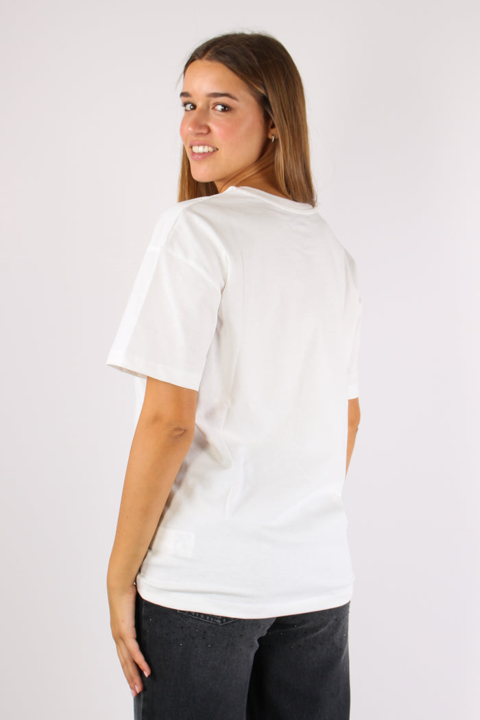 T-shirt Logo Contorno Strass Off White-5