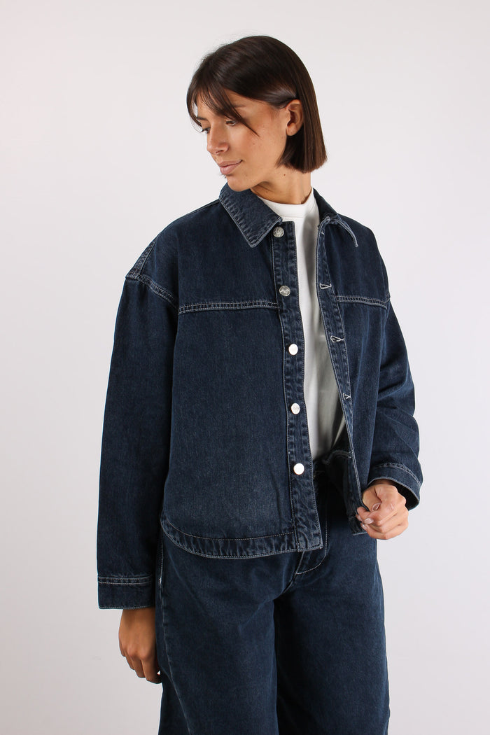 Camicia Cropped Denim Scuro-6