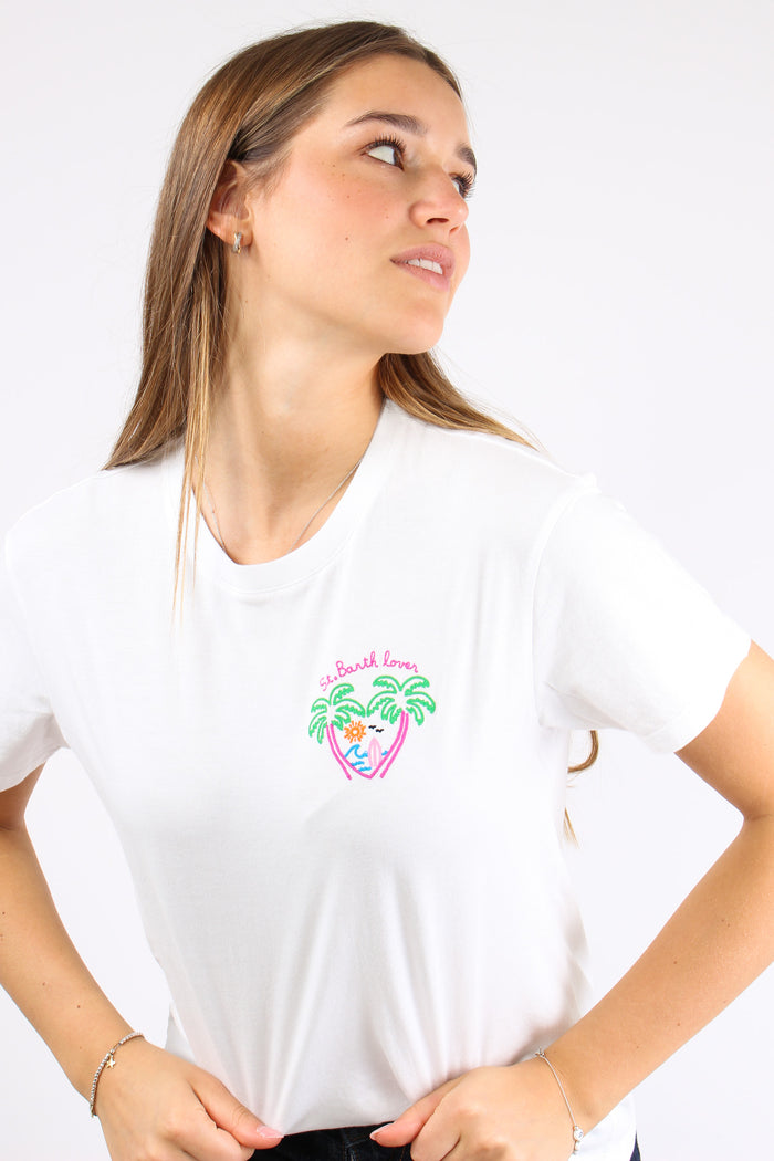 T-shirt St Barth Lover Palms Bianco-3