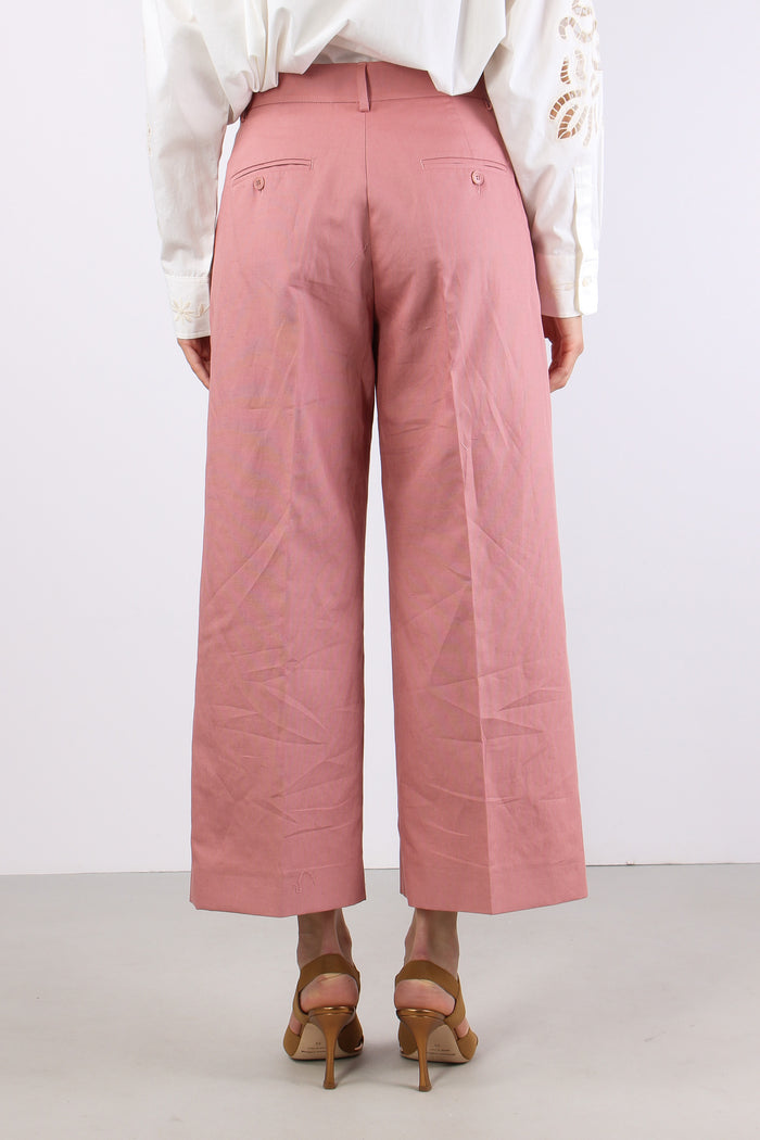 Zircone Pantalone Cropped Misto Lino Rose-4