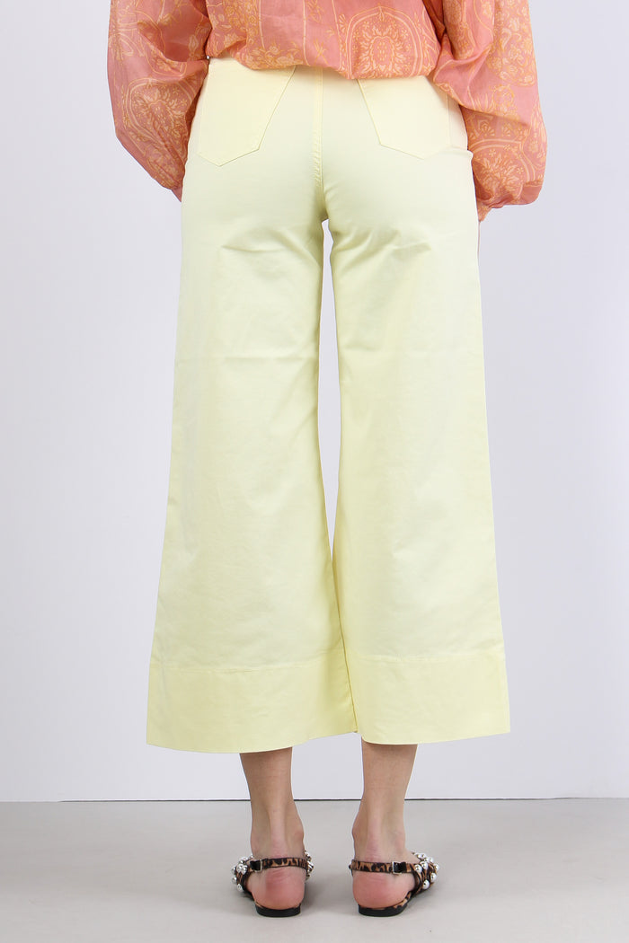 Pantalone Cropped Orlo Alto Giallo-4