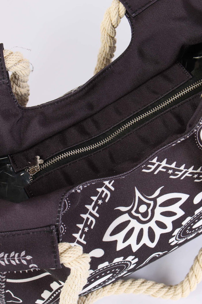 Borsa Fantasia Frange Laterali Nero-5