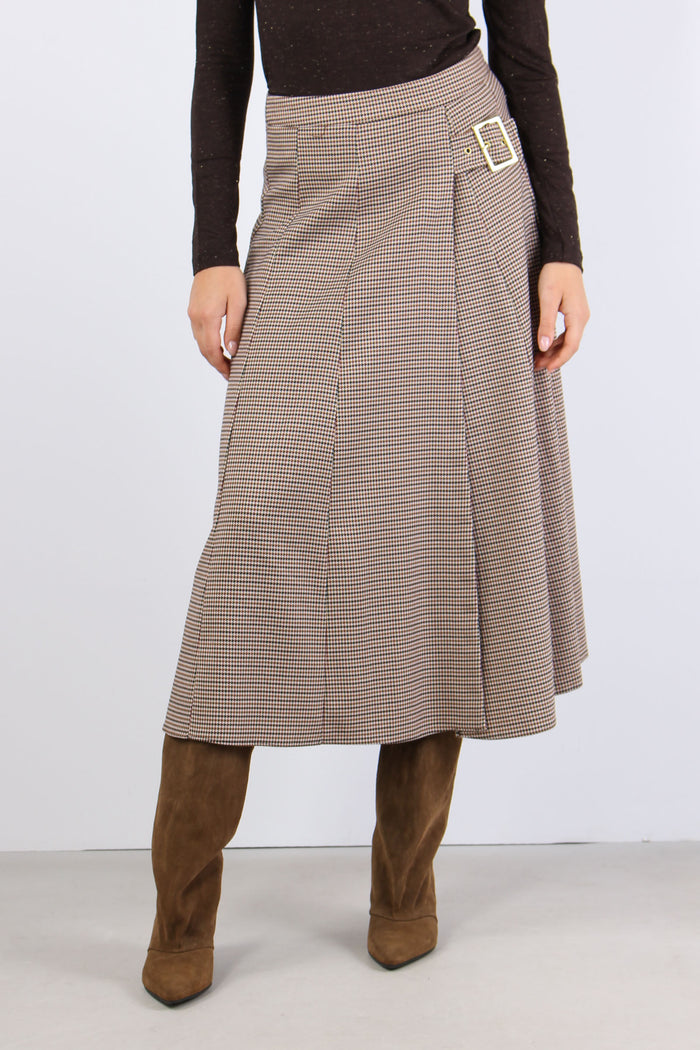 Gonna Ruota Fibbia Microquadro Cammello/nero-3