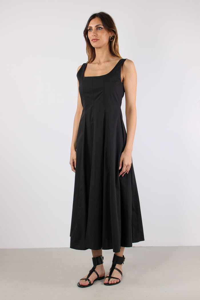 Abito Scavo Quadro Cotone Nero-3