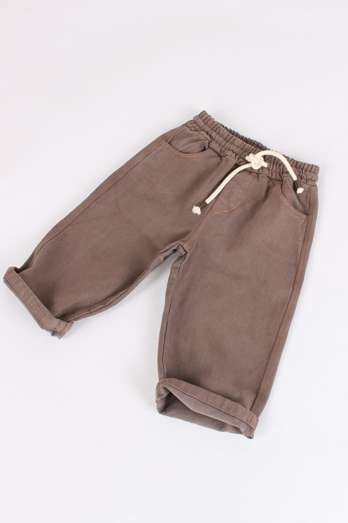 Pantalone Ampio Twill Taupe-3