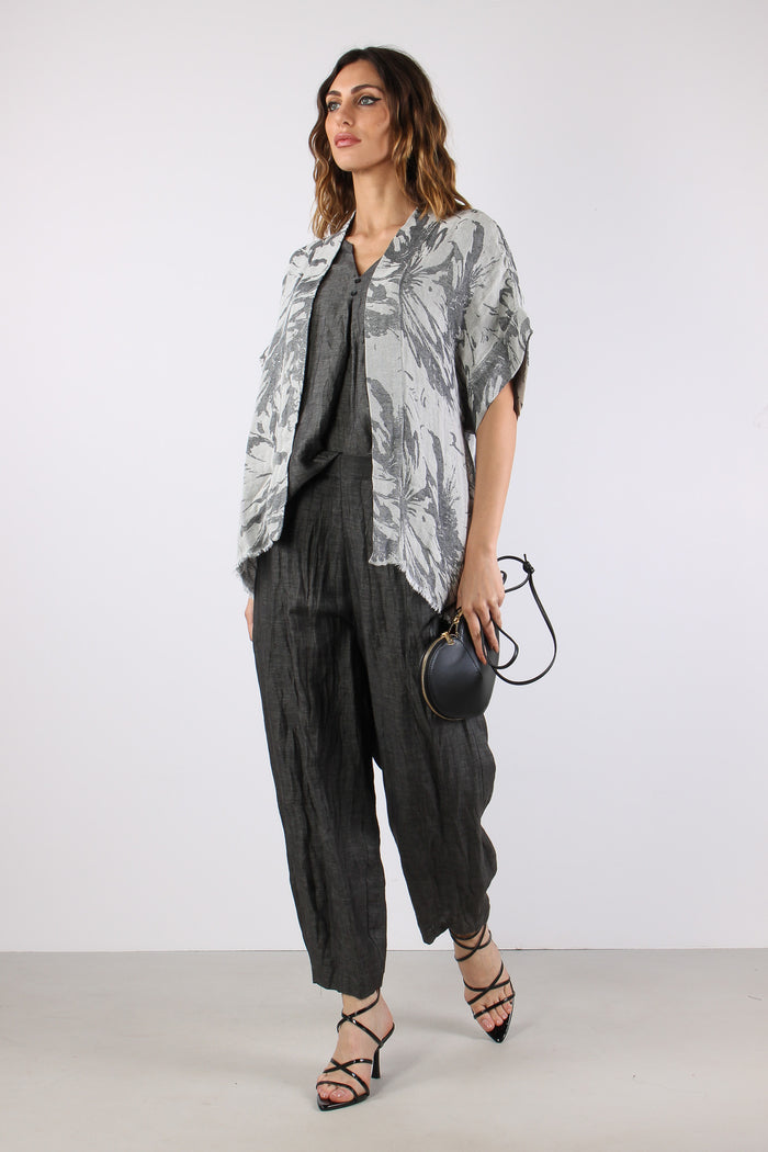 Giacca Kimono Frange Fantasia Sabbia/canna Fucile-5