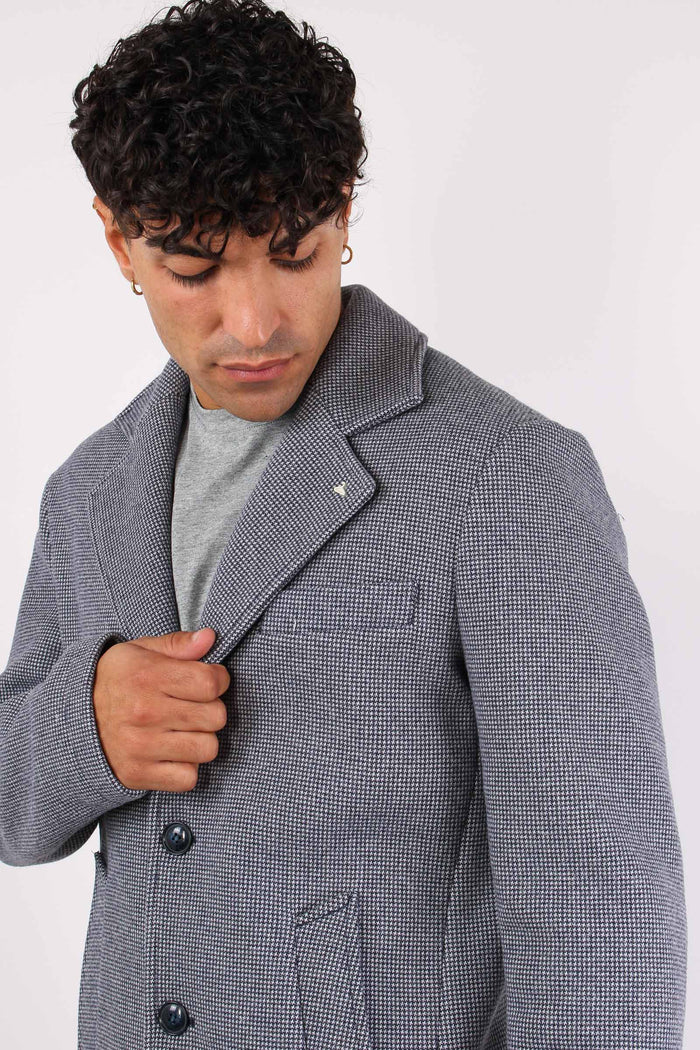 Cappotto Monopetto Puntinato Blu-10