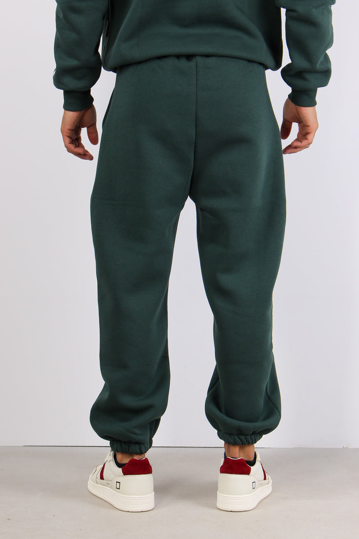 Pantalone Felpa Logo Verde Bosco-5