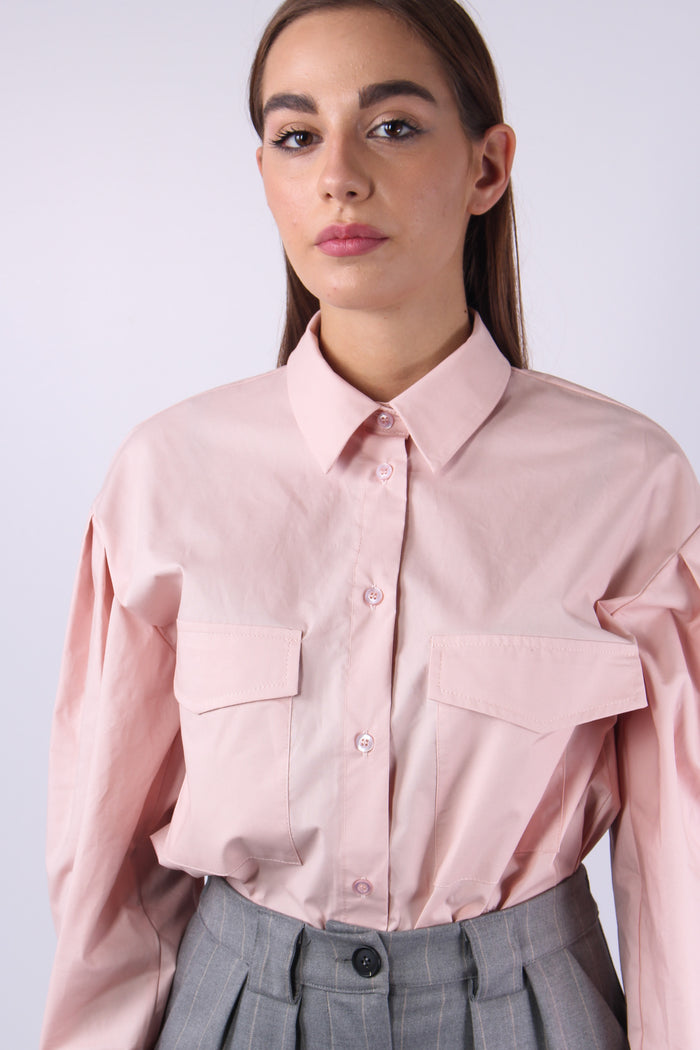 Camicia Over 2 Tasche Rosa-10