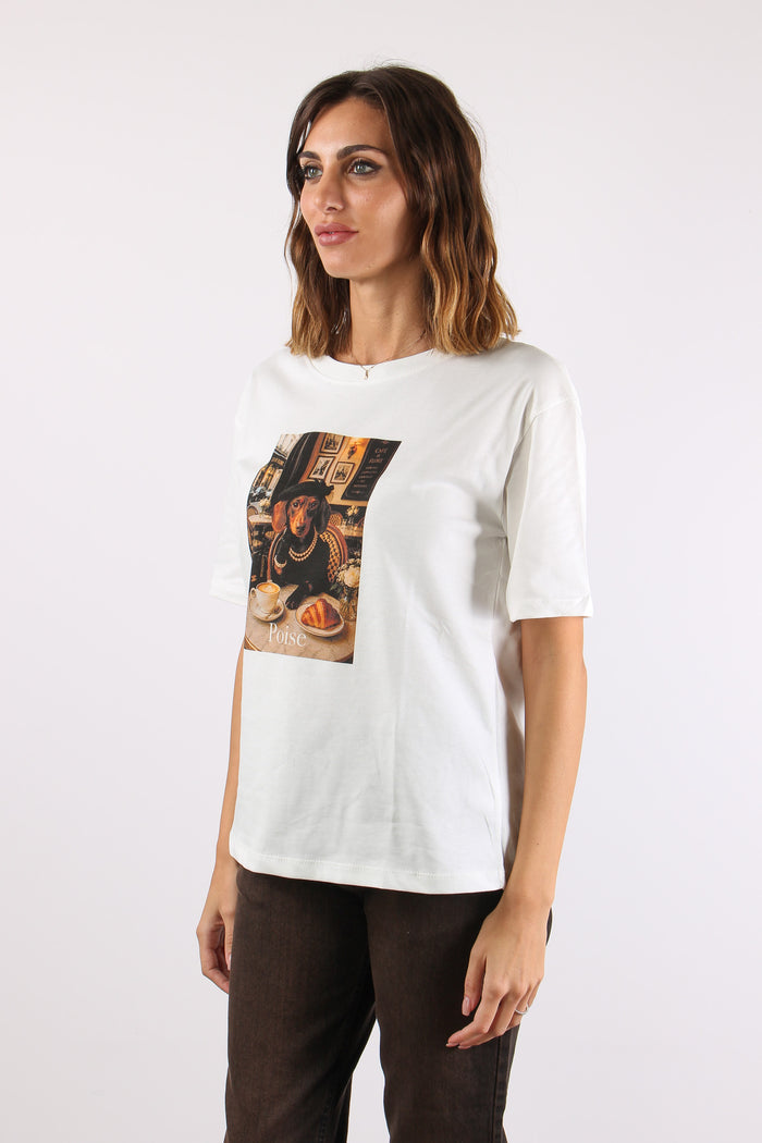 T-shirt Stampa Bassotto Bianco-3