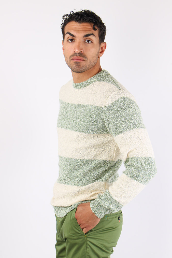 Girocollo Spugna  Ml Riga Verde/panna-6