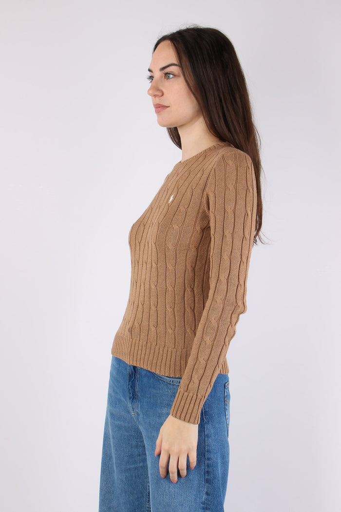 Pullover Trecce Cotone Camel Melange-5