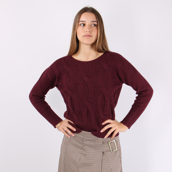 Maglia Viscosa Treccia Bordeuax-2