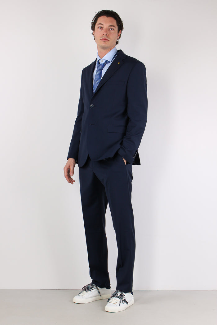 Abito Misto Lana Slim Blu-4