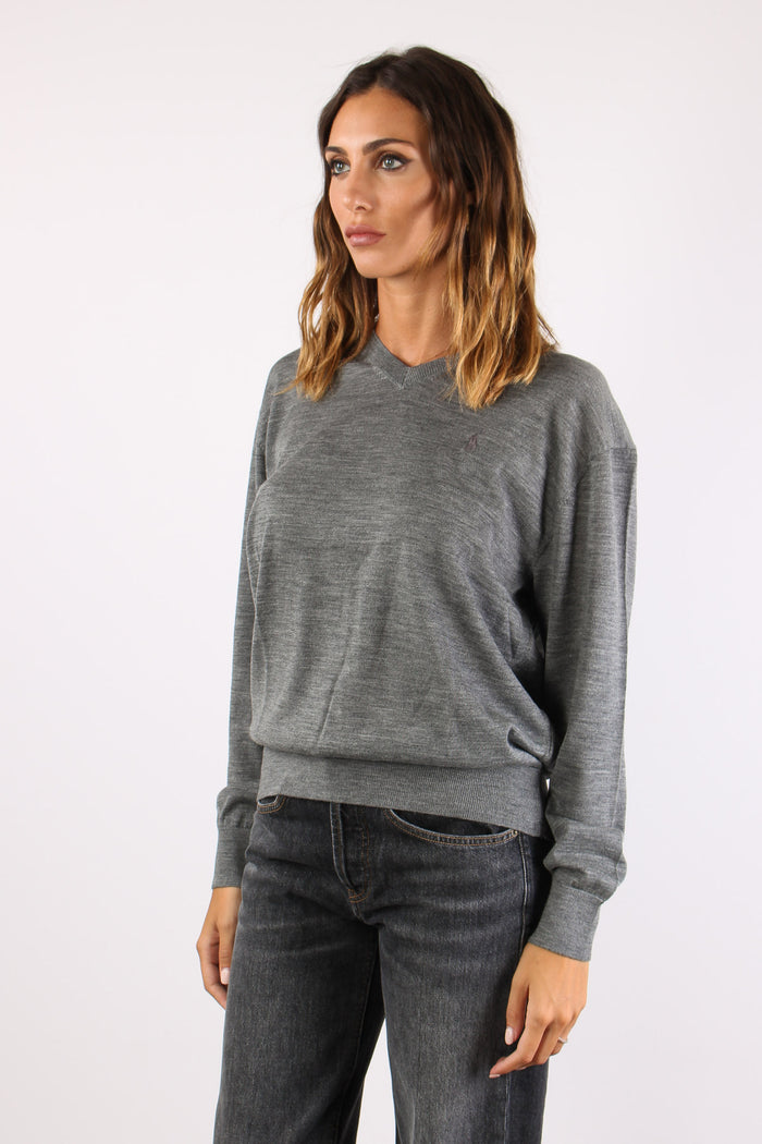 Maglia Scavo V  Lana Merinos Grey Melange-6