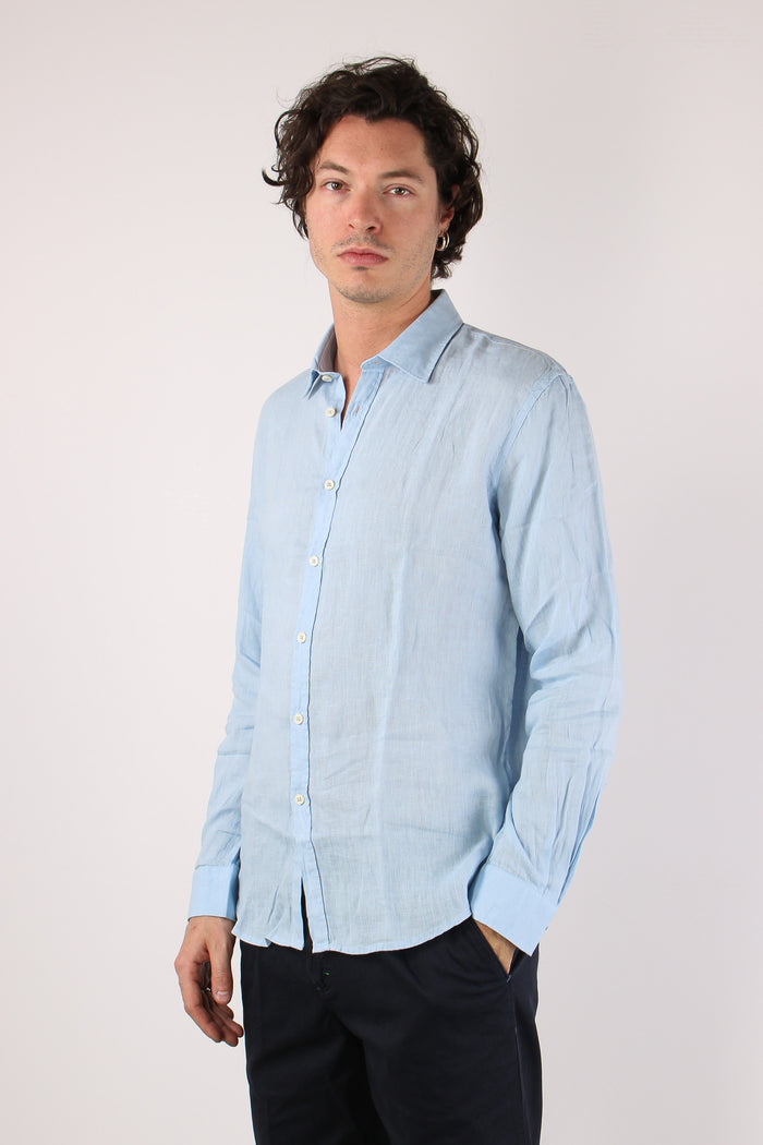 Camicia Lino Colletto Celeste-4