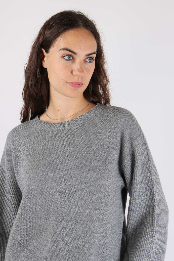 Maglia Girocollo Basica Melange Grey-8