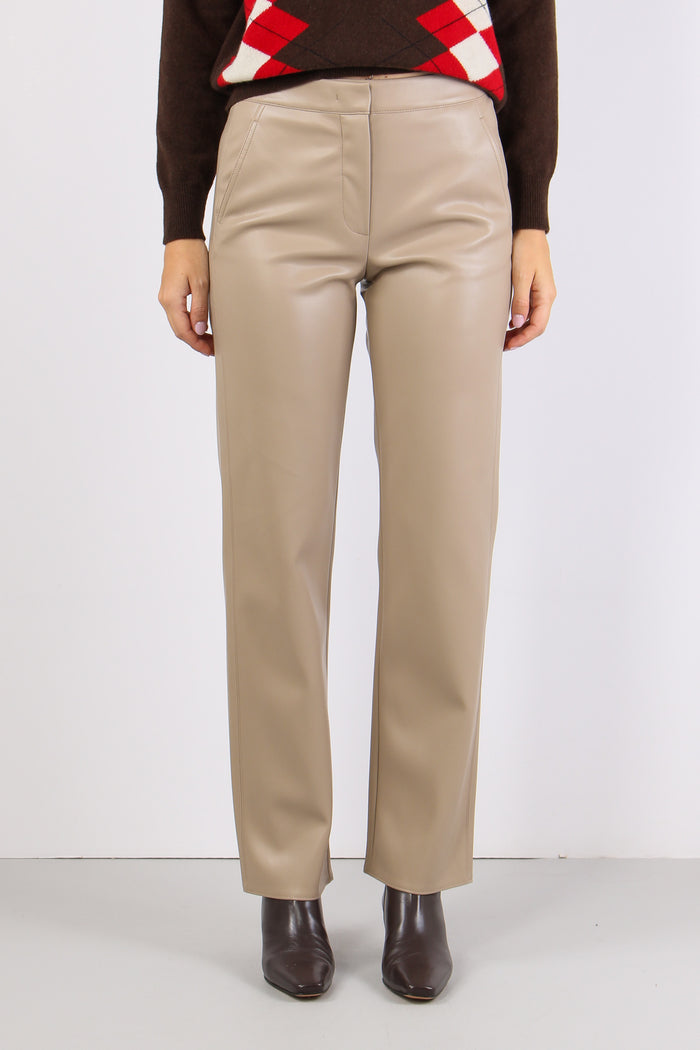 Mllpalude Pantalone Ecopelle Tortora-2