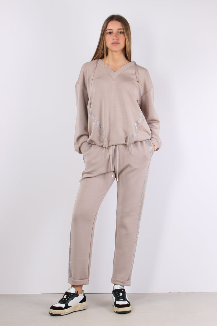 Felpa V Inseerto Strass Champagne-5