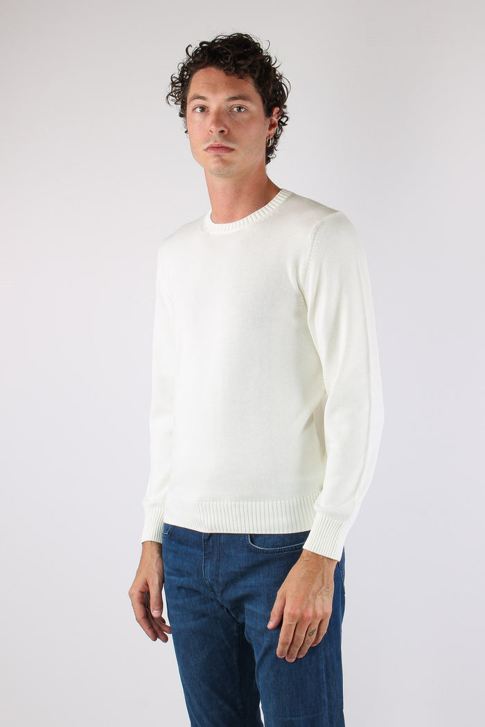 Maglia Girocollo 2 Fili 100% Cotone Panna-4