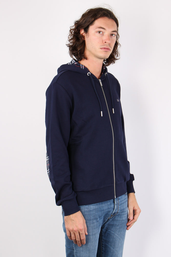 Felpa Zip Toppe Contrasto Navy Blue-4