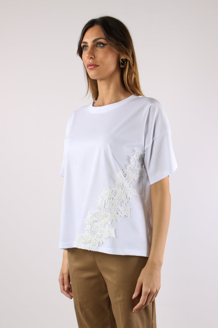 T-shirt Inserto Macrame Bianco-3